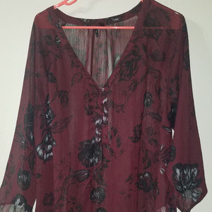 Burgundy Floral Blouse
